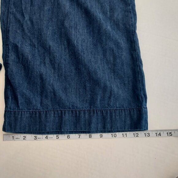 Loft Wide Leg Pull On Drawstring Denim Pants Size Large - Picture 6 of 13